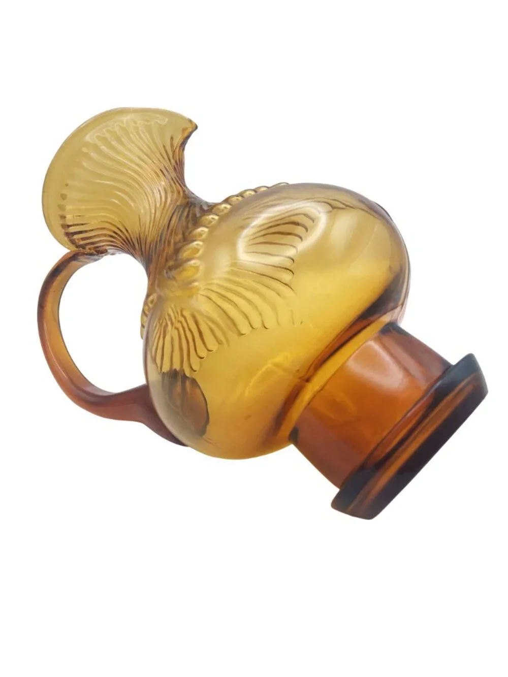 Tiara Exclusives Hurricane Pitcher Amber Indiana Glass Vintage 70s Art Deco